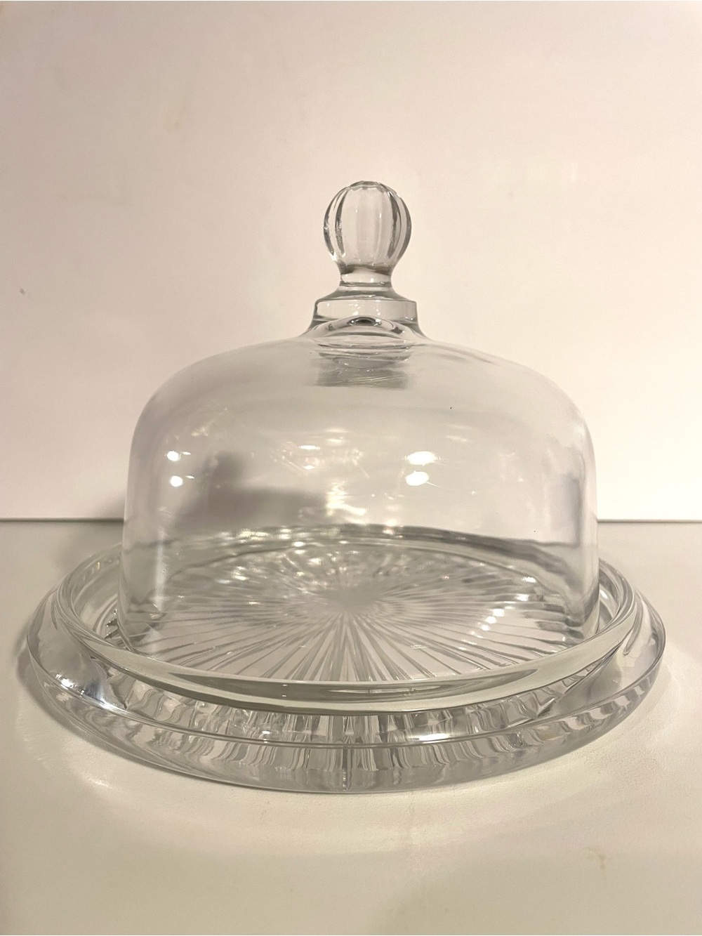 VTG Mikasa Diamond Crystal Fire Cheese Dome Dish & Lid, Japan. 8.25” Dish Base